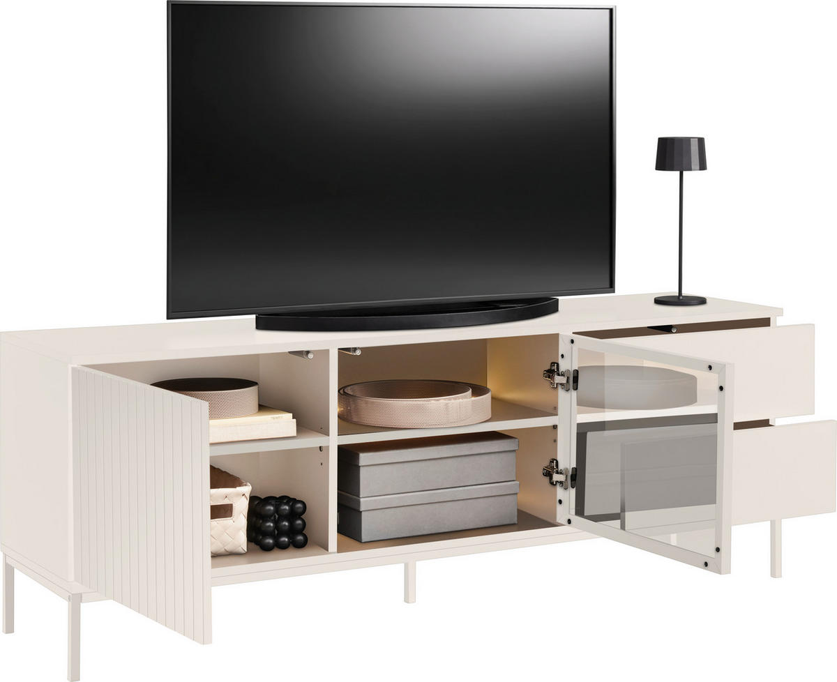 LOWBOARD  in 153,6/56/38 cm  - Kaschmir, KONVENTIONELL, Glas/Holzwerkstoff (153,6/56/38cm) - Voleo