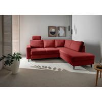 ECKSCHLAFSOFA in Rot Textil   - Rot/Schwarz, Modern, Holz/Textil (242/200cm) - Livetastic