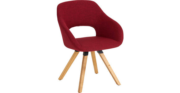 STUHL in Holz, Textil Eichefarben, Rot - Eichefarben/Rot, Natur, Holz/Textil (62/80/60cm) - Valnatura