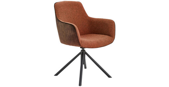 ARMLEHNSTUHL  Sitzfläche 360° drehbar Flachgewebe  - Rostfarben/Schwarz, Design, Textil/Metall (60/88/64cm) - Novel