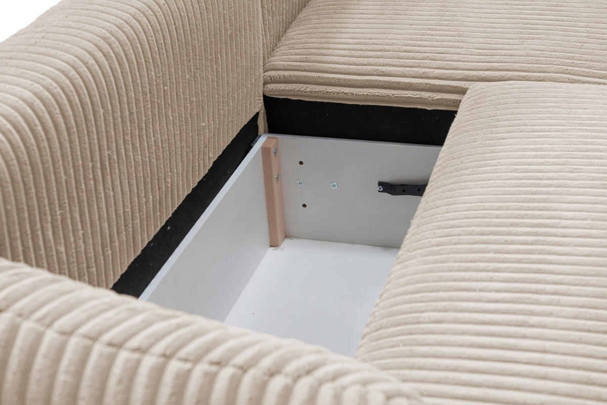 ECKSOFA in Cord Sandfarben  - Sandfarben/Schwarz, Design, Kunststoff/Textil (161/284cm) - Livetastic