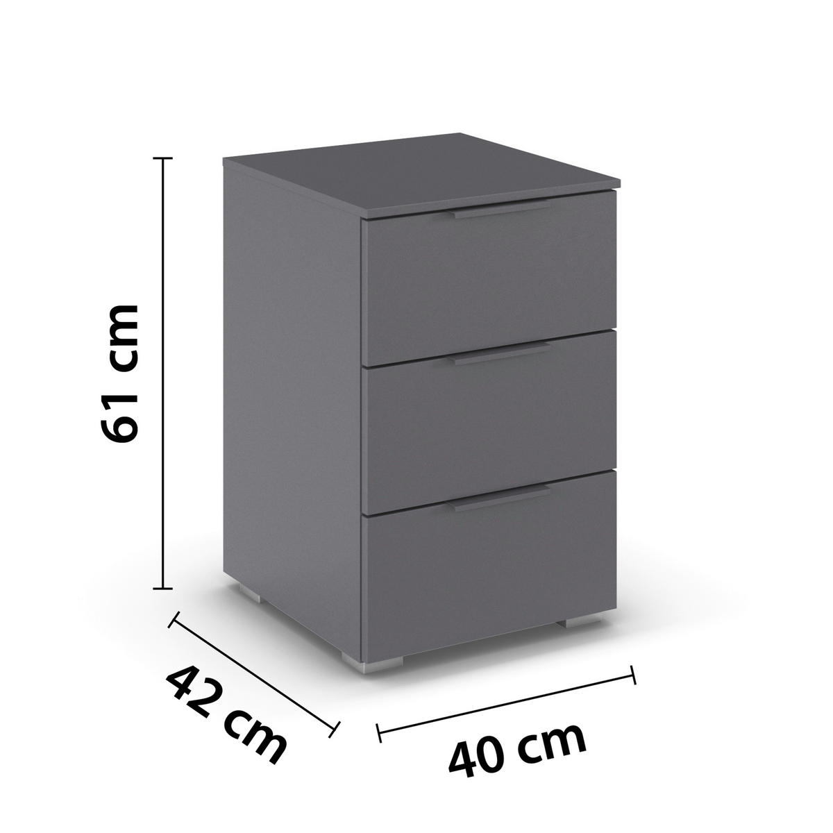 NACHTSCHRANK 40/61/42 cm  - Alufarben/Grau, MODERN, Holzwerkstoff (40/61/42cm) - Rauch Möbel