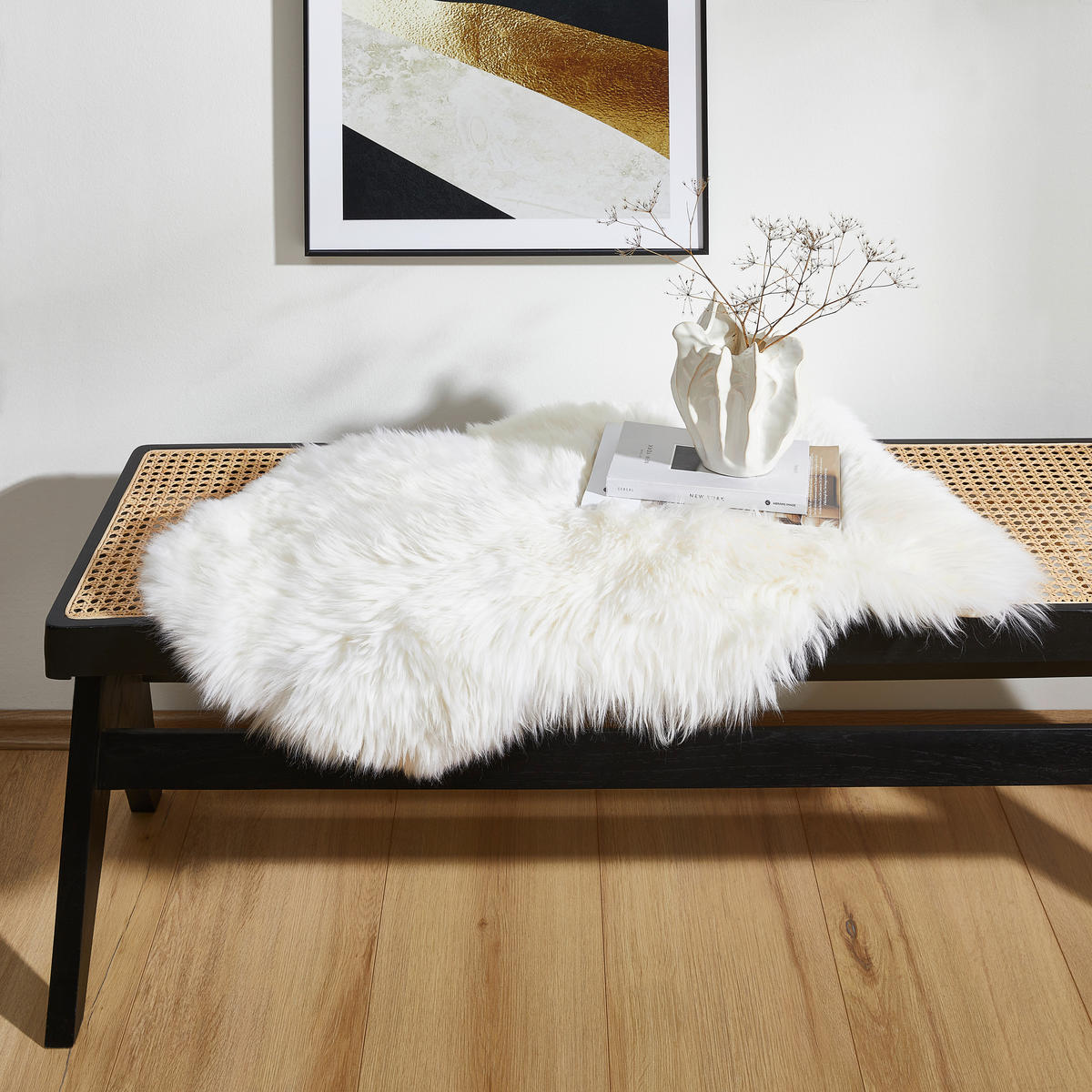 SCHAFFELL 50/80 cm Weiß  - Weiß, Natur, Fell/Textil (50/80cm) - Linea Natura