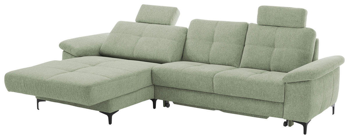 SEDEŽNA GARNITURA, zelena  - barve kroma/črna, Konvencionalno, leseni material (162/87/296cm) - Pure Home Comfort