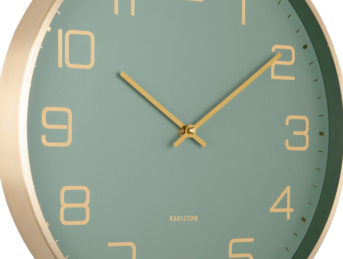 WANDUHR  Hellgrün, Goldfarben  - Goldfarben/Hellgrün, Basics, Metall (40/40/4,2cm) - Karlsson