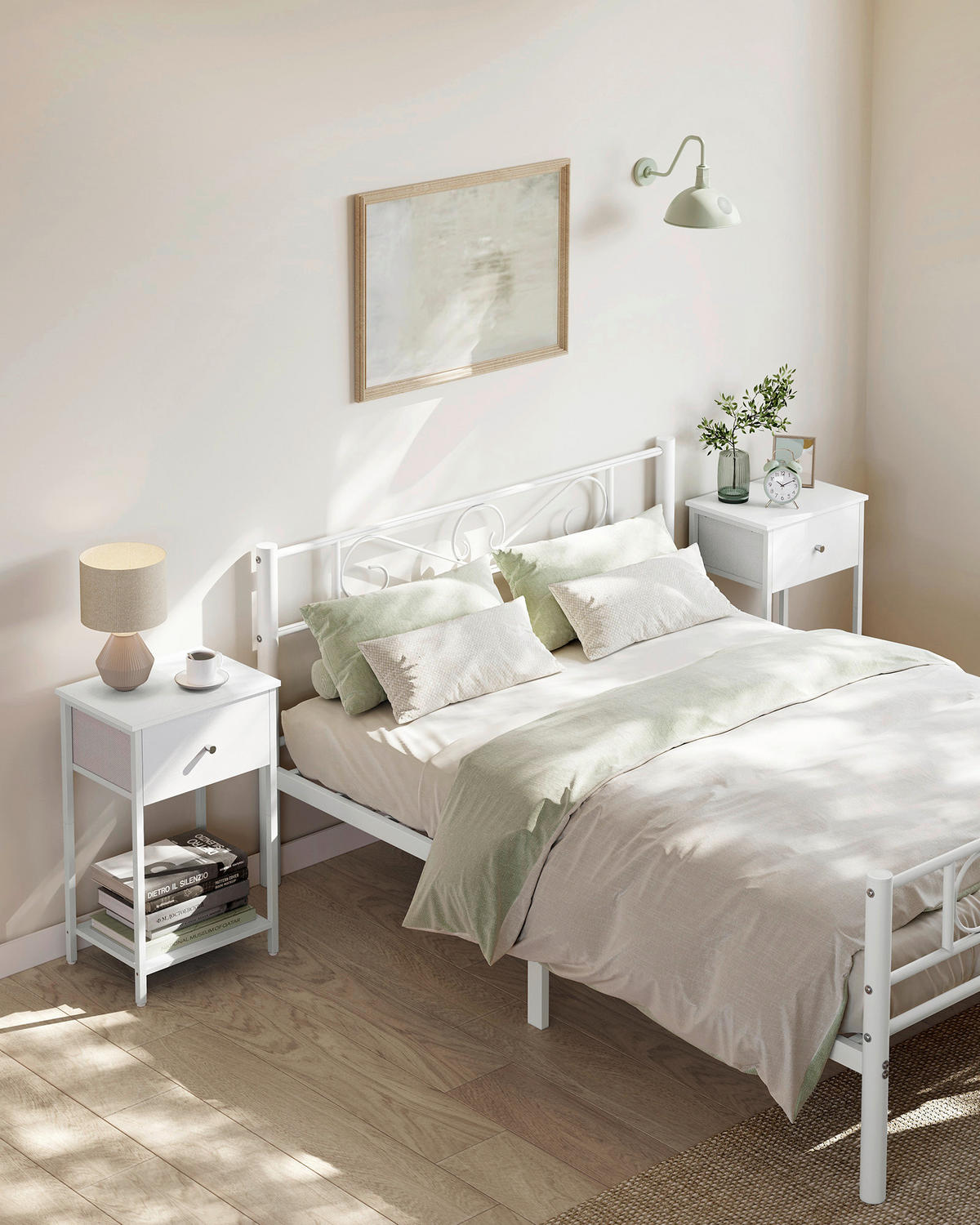 NACHTSCHRANK 38/61/28 cm  - Hellgrau/Weiß, Basics, Holzwerkstoff/Kunststoff (38/61/28cm) - Boxxx