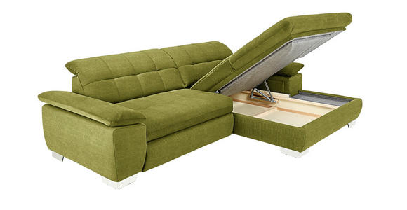 ECKSOFA in Mikrofaser Hellgrün  - Chromfarben/Hellgrün, Design, Textil/Metall (265/180cm) - Carryhome