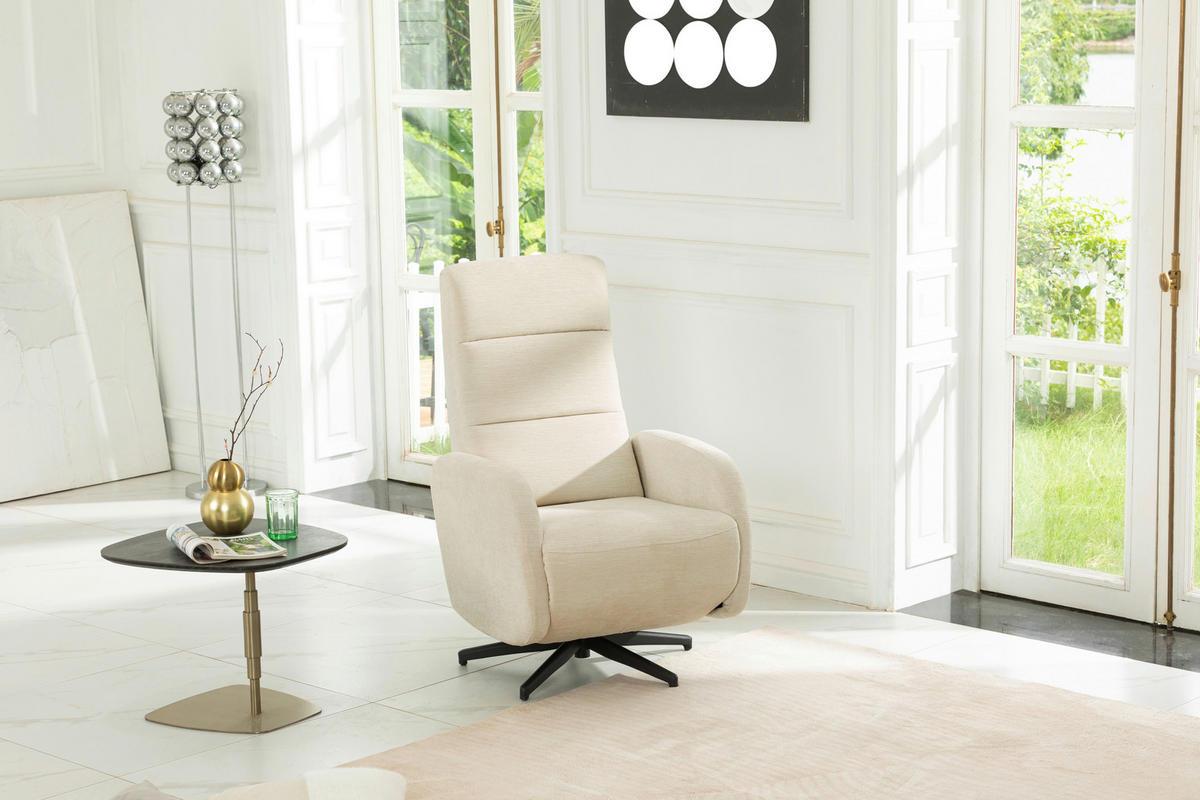 RELAXSESSEL Webstoff, Struktur    - Beige/Schwarz, MODERN, Textil/Metall (67/108/72/88/160cm) - MID.YOU
