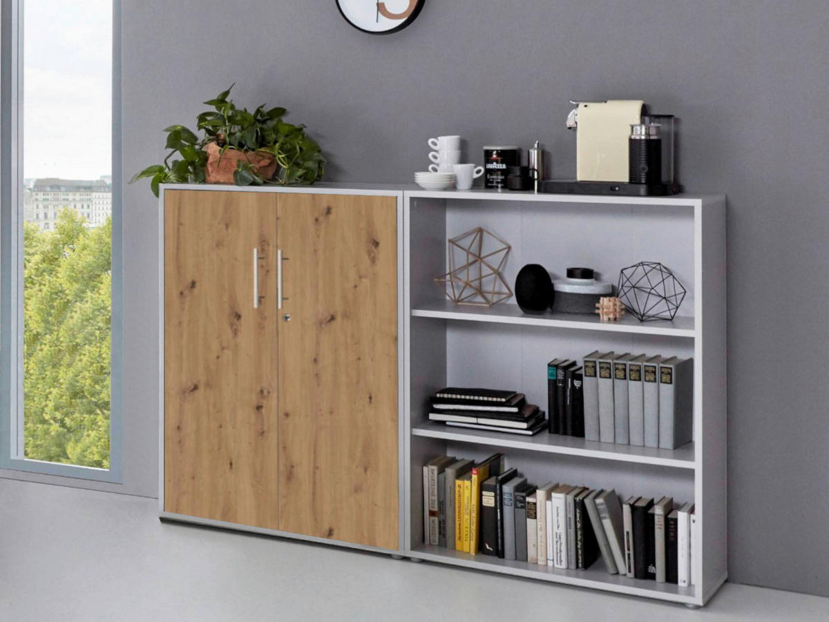 AKTENSCHRANK 168,8/113,6/33 cm  - Hellgrau/Eiche Artisan, MODERN, Holzwerkstoff (168,8/113,6/33cm) - MID.YOU