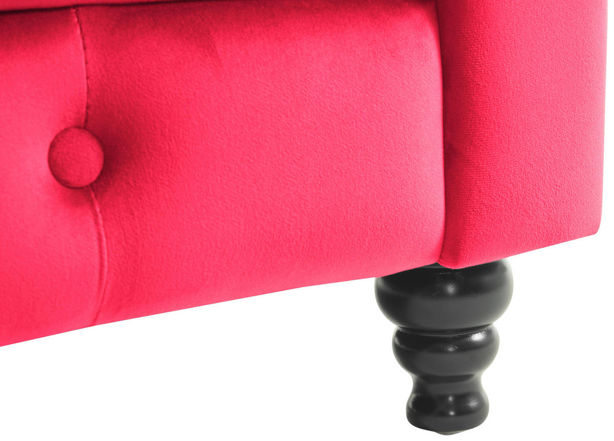 CHESTERFIELD-SOFA Samt Rot, Schwarz  - Rot/Schwarz, Trend, Holz/Textil (165/75/87cm) - Xora