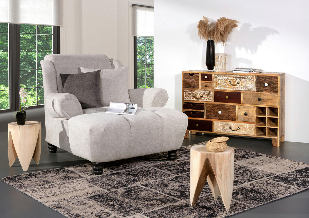 XXL-SESSEL - Anthrazit/Beige, KONVENTIONELL, Holz/Textil (125/100/140cm) - Carryhome