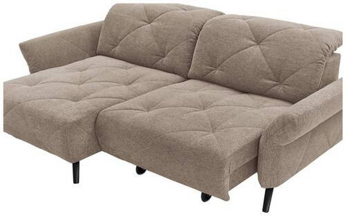 ECKSOFA in Webstoff Taupe  - Taupe/Schwarz, Design, Textil/Metall (173/244cm) - Moderano