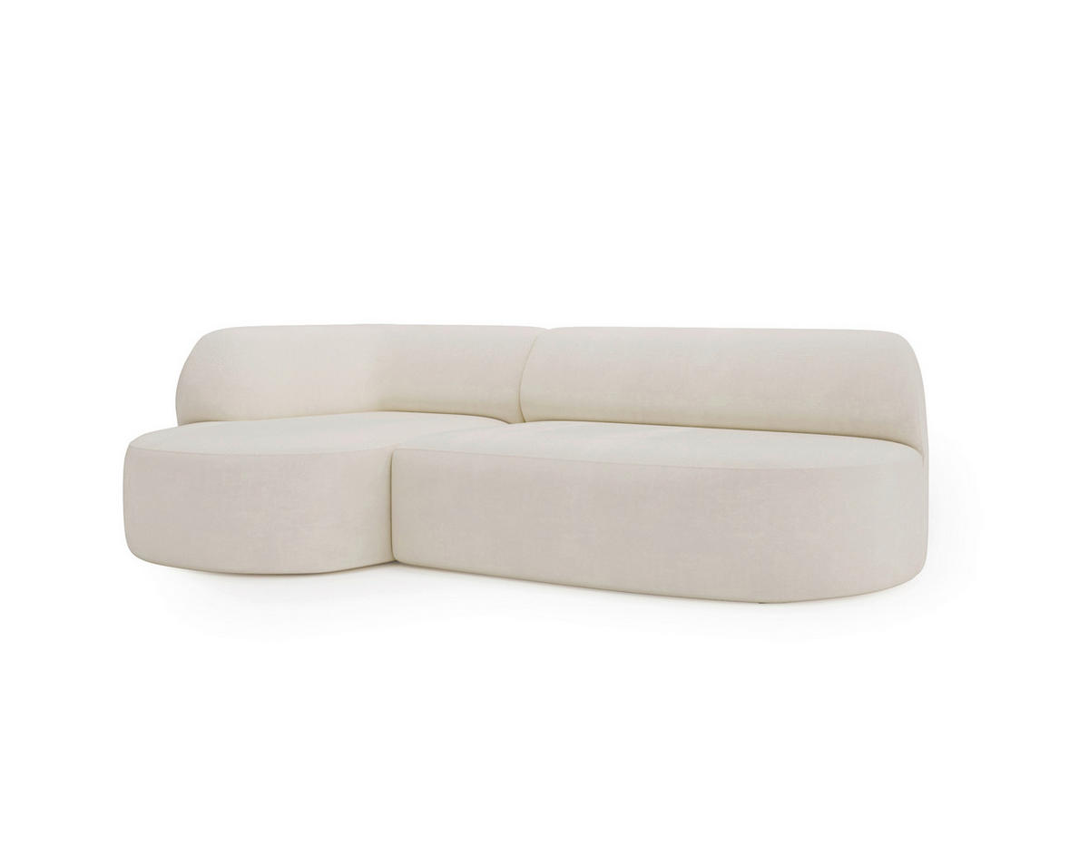 ECKSOFA Chenille Creme  - Creme/Schwarz, Design, Kunststoff/Textil (156/218cm) - Livetastic
