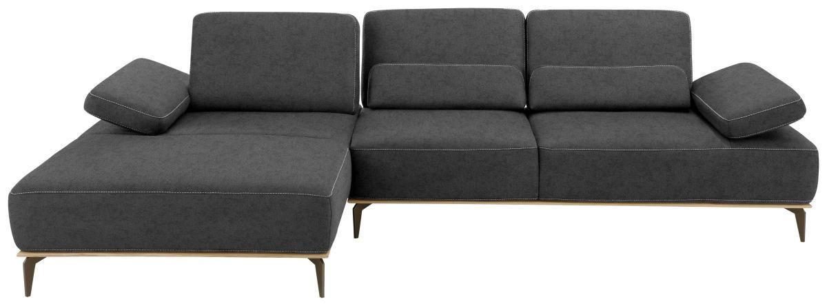 ECKSOFA 16580 Sprint Dunkelgrau Mikrofaser  - Dunkelgrau/Beige, Design, Textil/Metall (176/298cm) - Valnatura