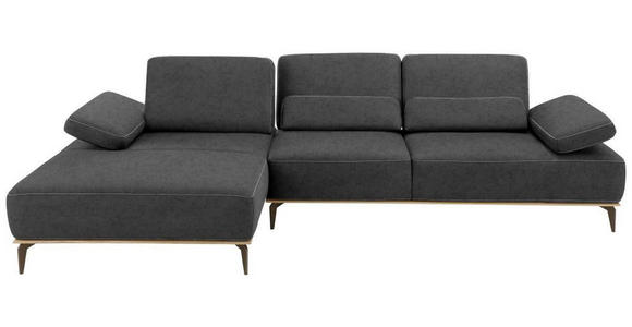 ECKSOFA in Mikrofaser Dunkelgrau  - Dunkelgrau/Beige, Design, Textil/Metall (176/298cm) - Valnatura