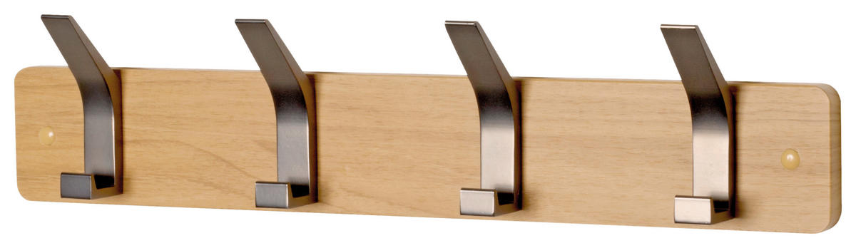 HAKENLEISTE  in Eichefarben, Edelstahlfarben  - Edelstahlfarben/Eichefarben, MODERN, Holzwerkstoff/Metall (45/10/6cm)