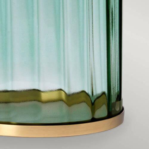 TISCHLEUCHTE - Messingfarben/Grün, Design, Glas/Textil (35.5/60.4cm) - Elstead Lighting