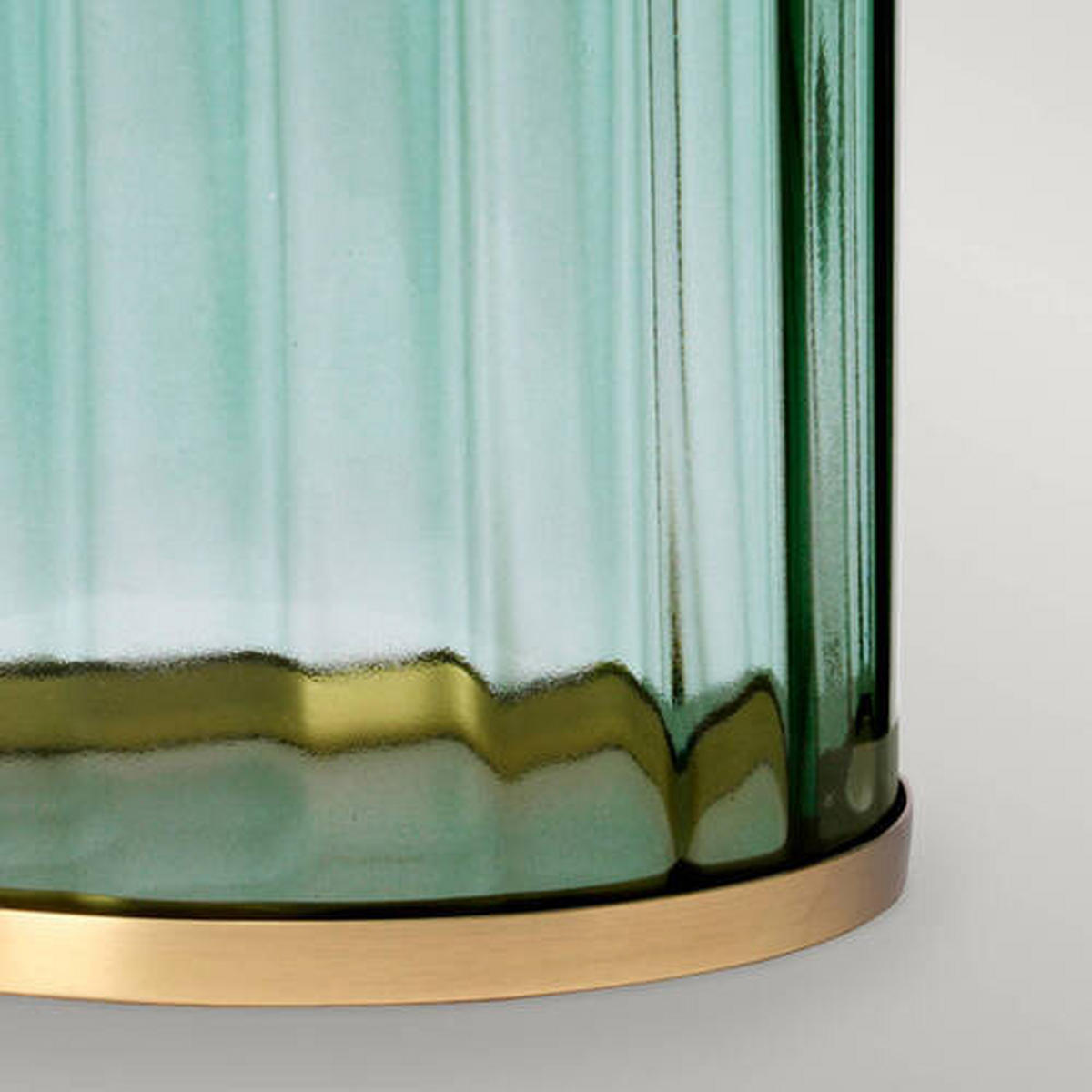 TISCHLEUCHTE - Messingfarben/Grün, Design, Glas/Textil (35.5/60.4cm) - Elstead Lighting