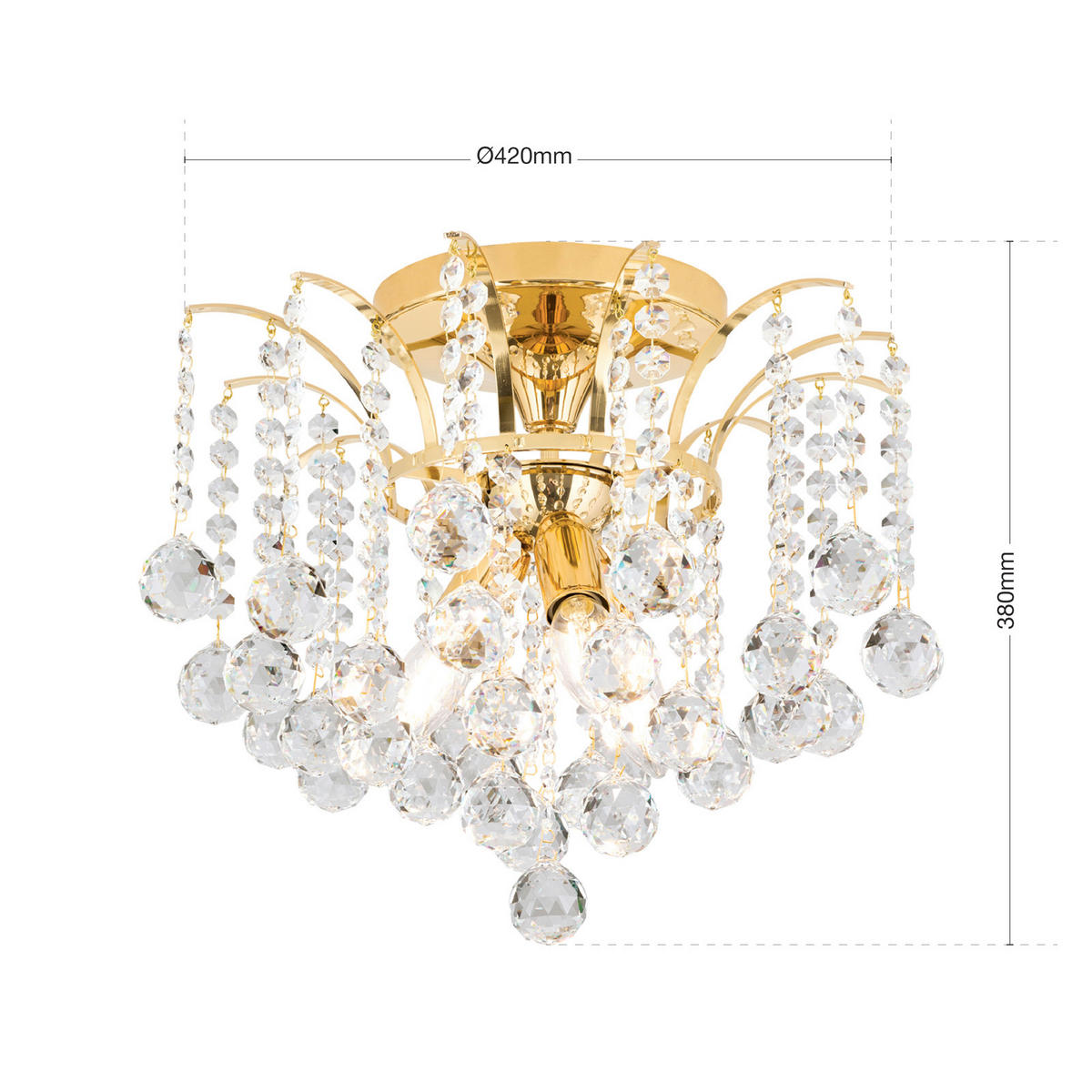 KRISTALL-DECKENLEUCHTE Kristall Klassisch 42,0/38,0 cm   - Goldfarben, LIFESTYLE, Glas/Metall (42,0/38,0cm)