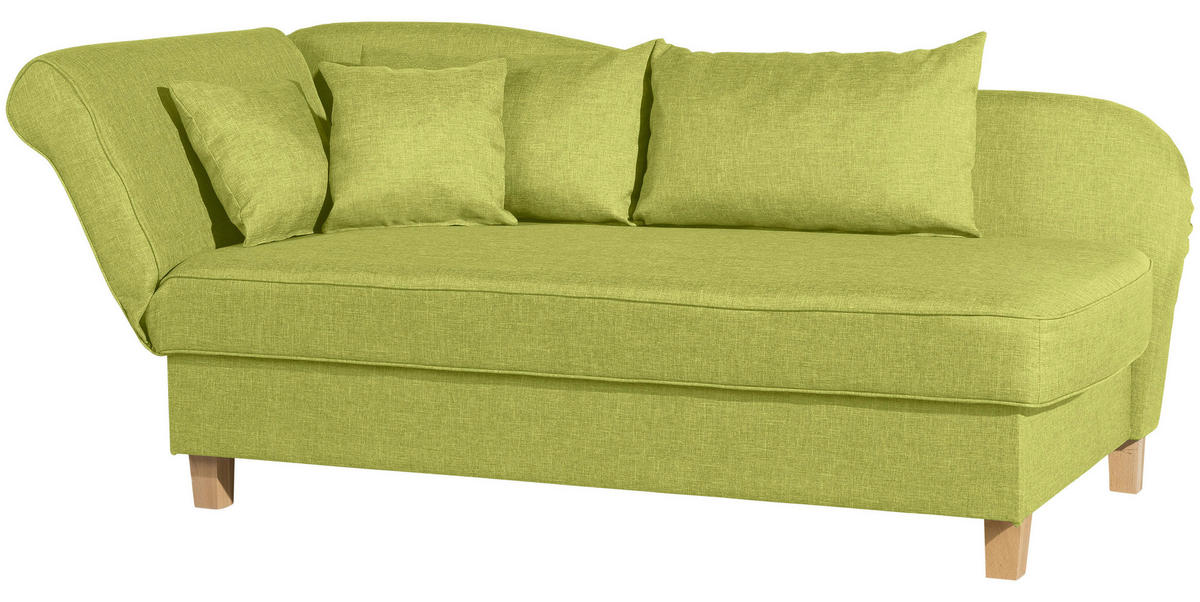 RÉCAMIERE in Flachgewebe Hellgrün  - Buchefarben/Hellgrün, Design, Holz/Textil (190/88/82cm) - Max Winzer