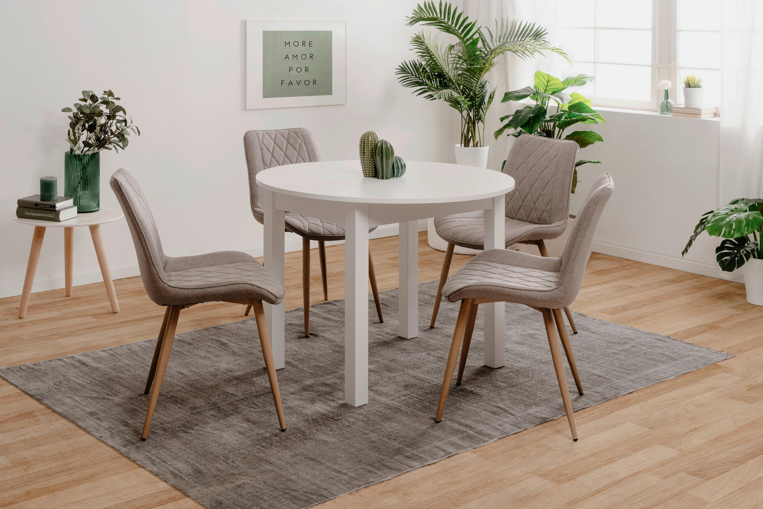 ESSTISCH Weiß rund  ausziehbar  - Weiß, Basics, Holzwerkstoff (100/75cm) - MID.YOU