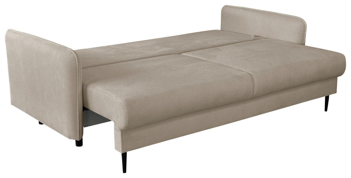 SCHLAFSOFA  mit Liegefunktion Webstoff Braun  - Schwarz/Braun, Design, Holz/Kunststoff (216/96/102cm) - MID.YOU
