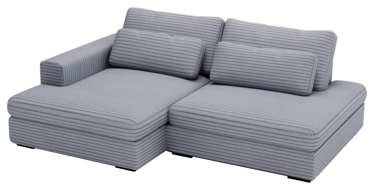 ECKSOFA in Cord Blaugrau  - Blaugrau/Schwarz, Design, Kunststoff/Textil (158/223cm) - Lomoco