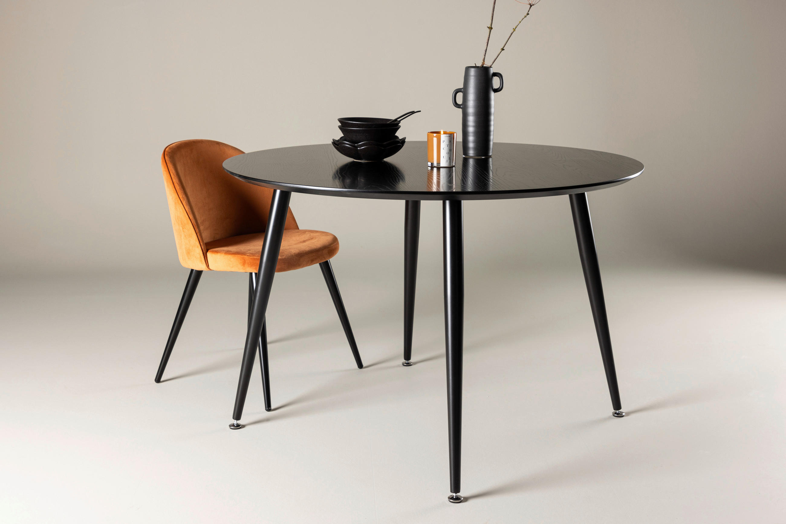 ESSTISCH in Metall, Holzwerkstoff 115/115/75 cm  - Schwarz, Design, Holzwerkstoff/Metall (115/115/75cm) - Livetastic