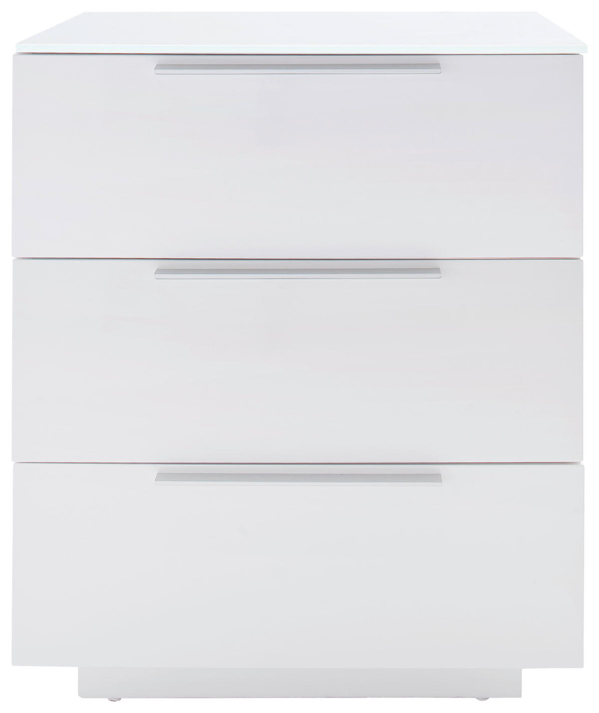 NACHTSCHRANK 50/60/40 cm  - Weiß Hochglanz/Alufarben, Basics, Glas/Holzwerkstoff (50/60/40cm)