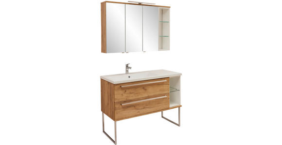 BADEZIMMER in 120 cm - Eichefarben/Weiß, Basics, Glas/Holzwerkstoff (120cm) - Dieter Knoll