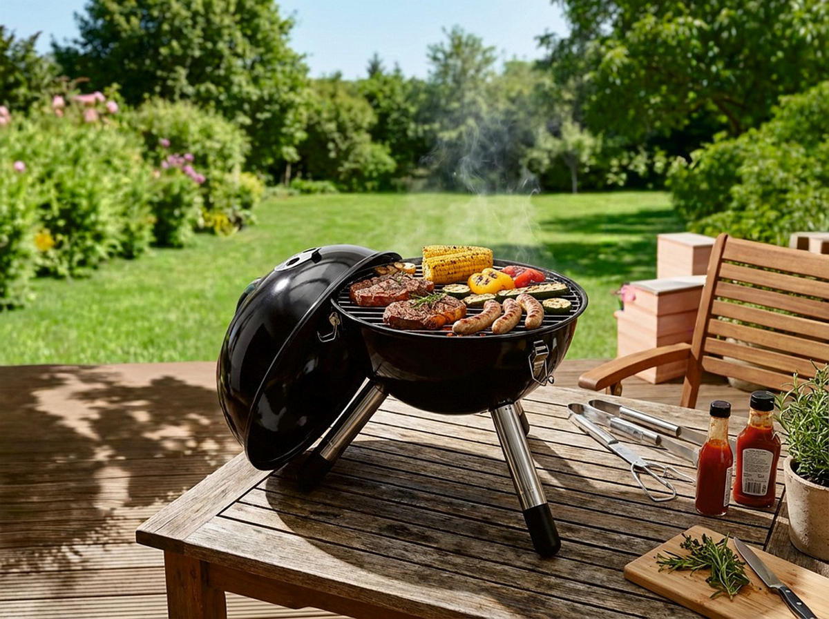 KUGELGRILL  Schwarz  - Schwarz, Basics, Kunststoff/Metall (37/46/37cm) - Landmann