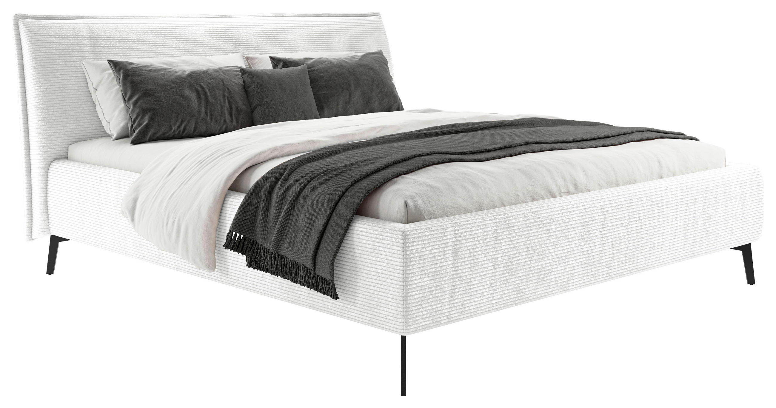 POLSTERBETT 180/200 cm  in Weiss  - Weiss/Schwarz, Design, Textil/Metall (180/200cm) - Lomoco