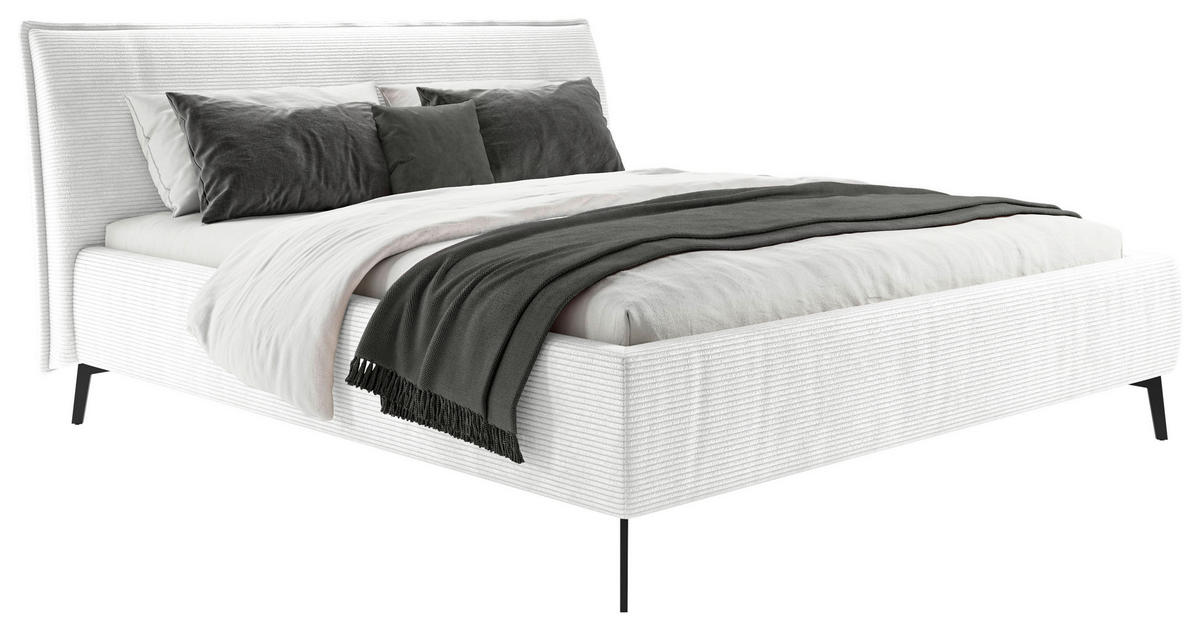 POLSTERBETT 180/200 cm  in Weiss  - Weiss/Schwarz, Design, Textil/Metall (180/200cm) - Lomoco