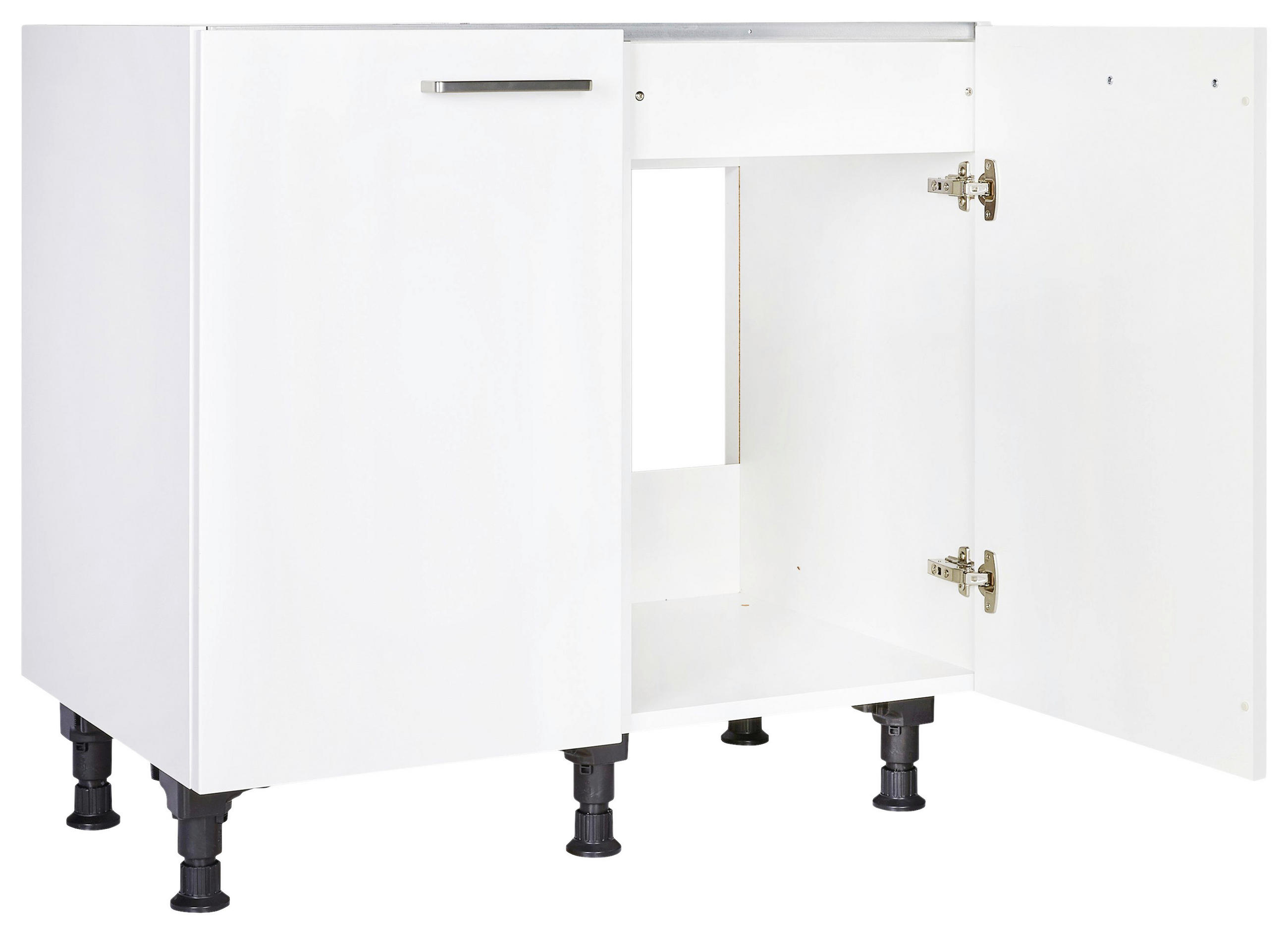 SPÜLENUNTERSCHRANK 90/87/56 cm  in Weiß  - Edelstahlfarben/Weiß, MODERN, Holzwerkstoff/Metall (90/87/56cm) - Nobilia