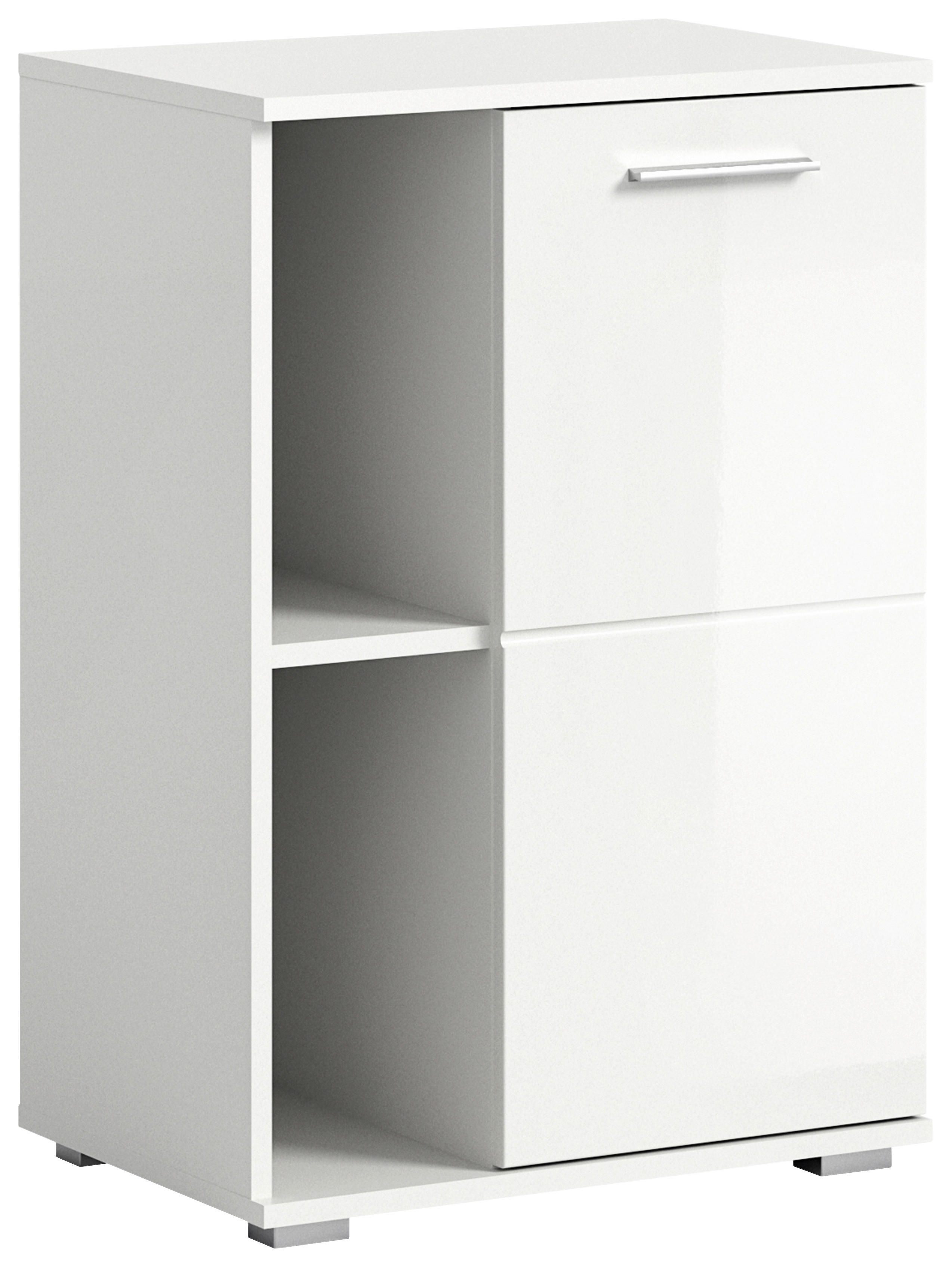 SCHUHSCHRANK Weiß, Weiß Hochglanz  - Weiß Hochglanz/Silberfarben, Design, Holzwerkstoff/Kunststoff (55/79/37cm) - Xora