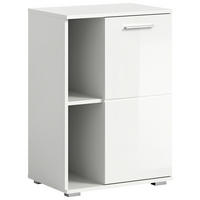 SCHUHSCHRANK Weiß, Weiß Hochglanz  - Weiß Hochglanz/Silberfarben, Design, Holzwerkstoff/Kunststoff (55/79/37cm) - Xora