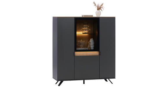 HIGHBOARD in 130,5/134,6/42 cm - Eichefarben/Anthrazit, Design, Glas/Holz (130,5/134,6/42cm) - Dieter Knoll