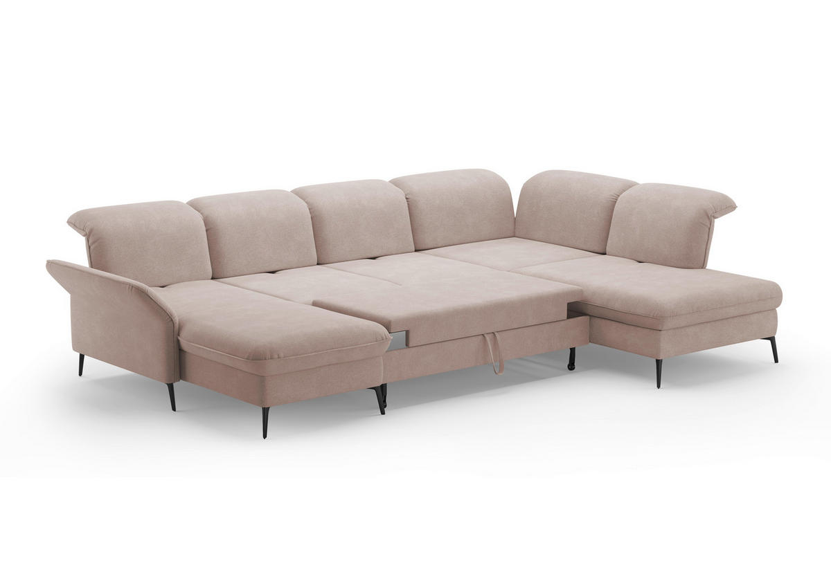 WOHNLANDSCHAFT in Flachgewebe Greige  - Greige/Schwarz, Konventionell, Textil/Metall (198/359/231cm) - Sit & More