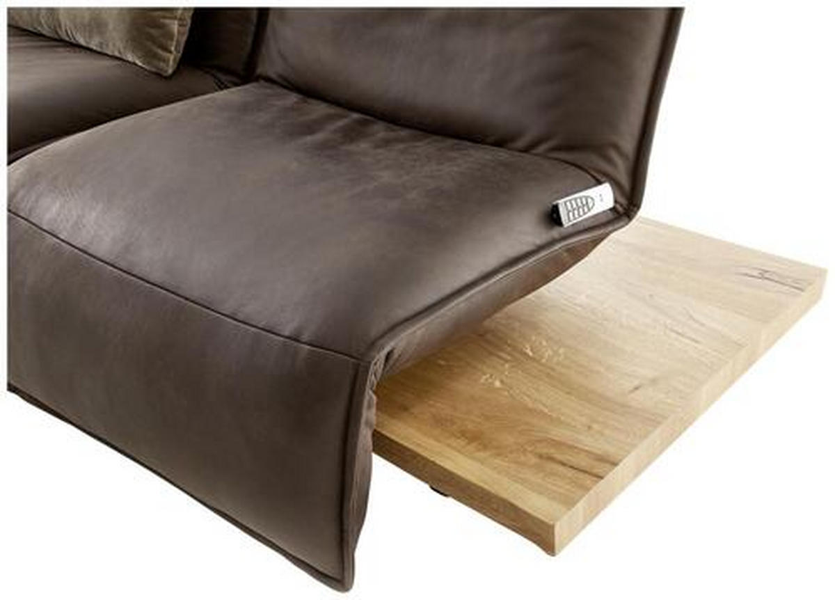 2-SITZER-SOFA in Mikrofaser Braun  - Eichefarben/Schwarz, Natur, Holz/Textil (240/63/115cm) - Koinor