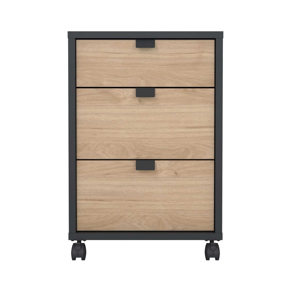 ROLLCONTAINER 40,8/60,8/48,2 cm  - Eichefarben/Schwarz, Modern, Holzwerkstoff/Kunststoff (40,8/60,8/48,2cm) - MID.YOU
