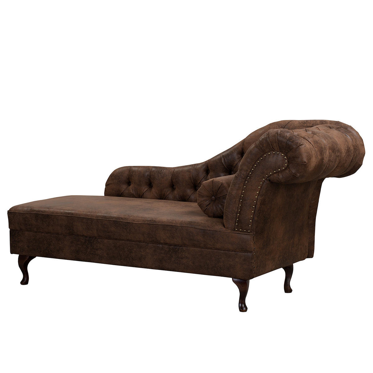 RÉCAMIERE Lederlook Dunkelbraun  - Dunkelbraun/Braun, Design, Holz/Textil (185/93/75cm) - Livetastic