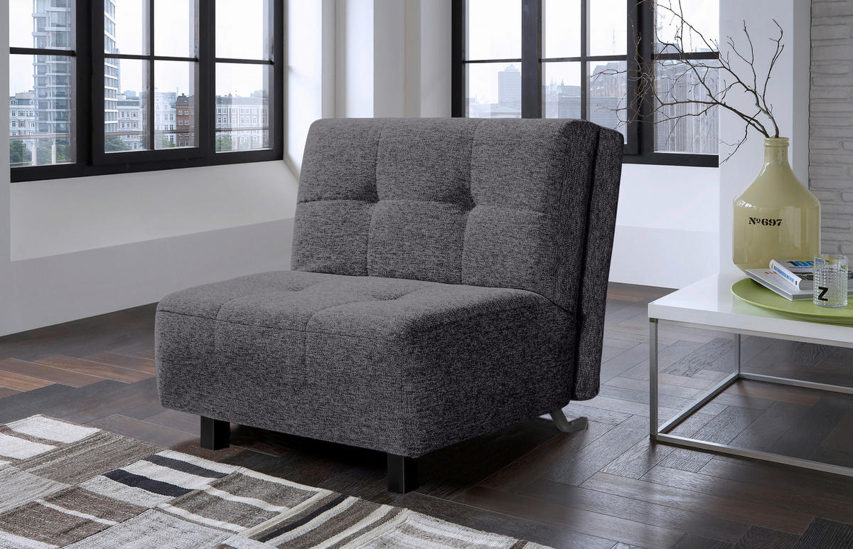 SCHLAFSESSEL in Flachgewebe Grau  - Naturfarben/Grau, Design, Holz/Textil (85/92/102cm) - Novel