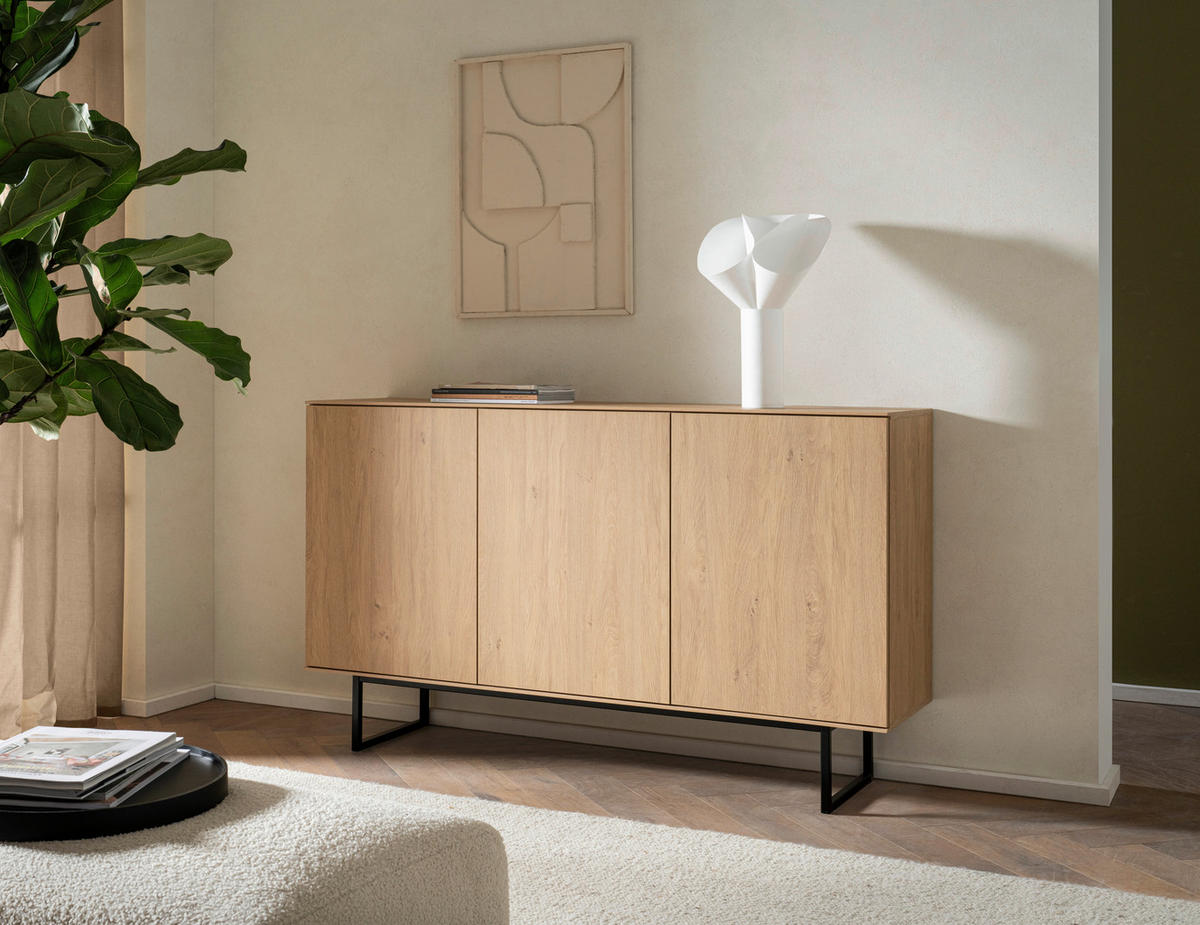 SIDEBOARD  in 150/90/40 cm  - Eichefarben/Schwarz, Design, Holzwerkstoff/Metall (150/90/40cm) - Modante
