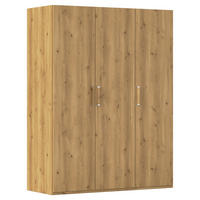 DREHTÜRENSCHRANK 151/197/60 cm,  in Eichefarben, 3 Tür(en)  - Eichefarben/Silberfarben, Design, Holzwerkstoff/Kunststoff (151/197/60cm) - Novel