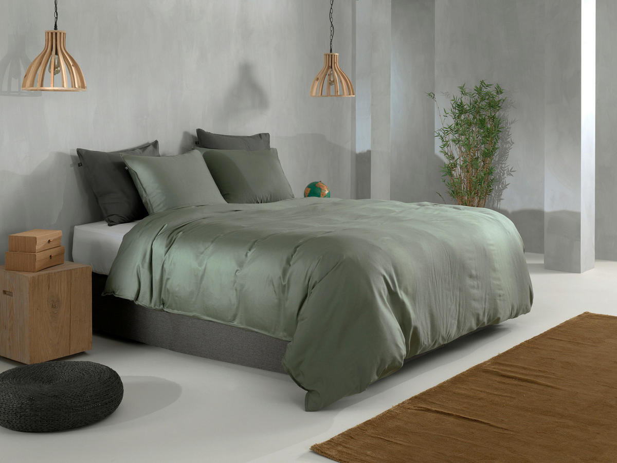 BETTWÄSCHE 2-teilig Satinado Makosatin 155/220 cm  - Khaki, Basics, Textil (155/220cm)