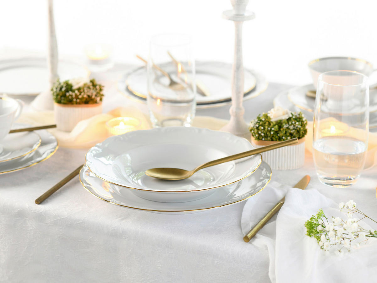 TAFELSERVICE Maria Theresia Gold 12-teilig  - Goldfarben/Weiß, Basics, Keramik (27/22,5/27,5cm) - Creatable