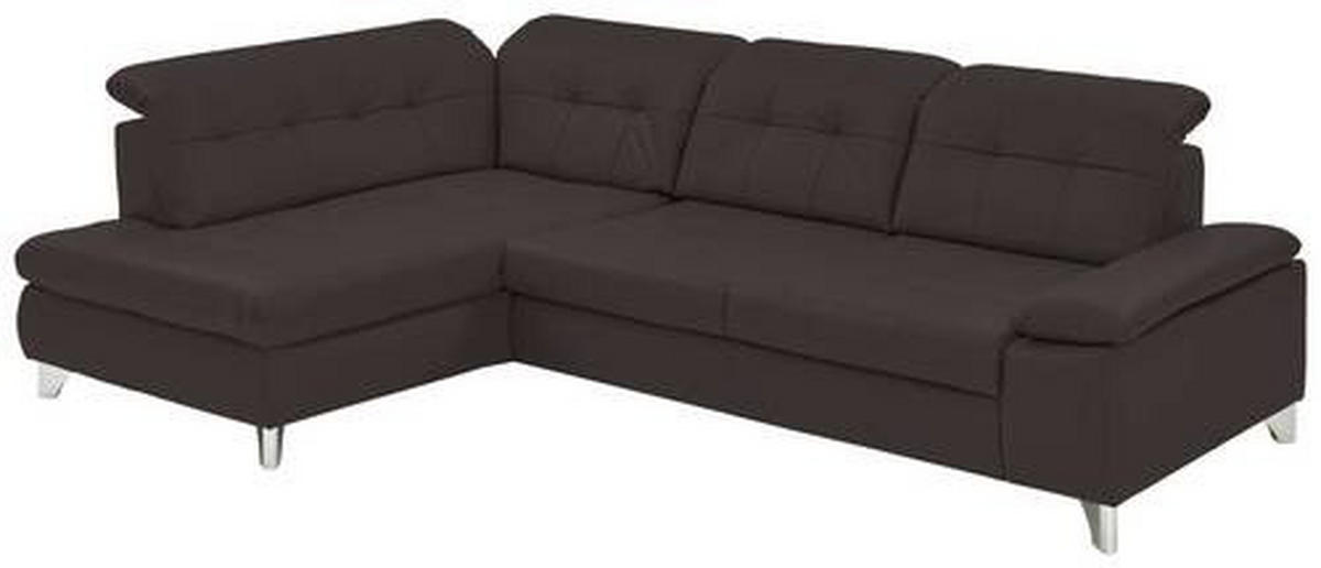 ECKSOFA in Echtleder Dunkelbraun  211/309 cm  - Dunkelbraun, Basics, Leder/Metall (211/309cm) - Beldomo Speed