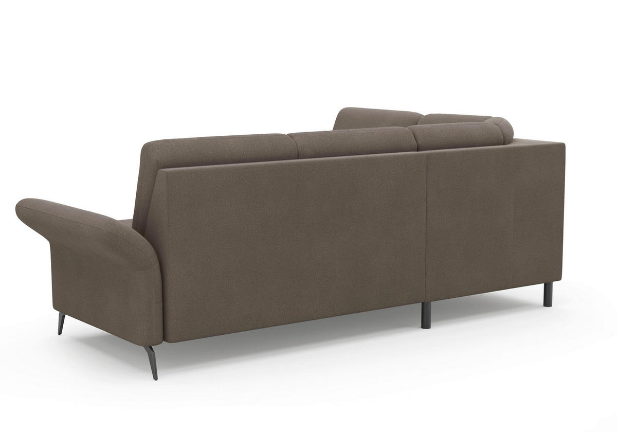 ECKSOFA ROCHELLE E Schlammfarben Flachgewebe  - Schlammfarben/Schwarz, KONVENTIONELL, Textil/Metall (216/240cm) - Sit & More