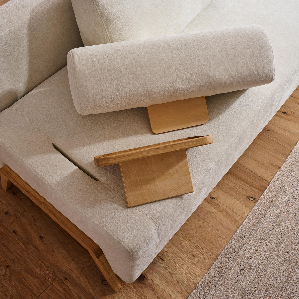 SCHLAFSOFA in Holz, Textil Creme  - Creme/Naturfarben, Design, Holz/Textil (211/88/102cm) - Niels Andersson