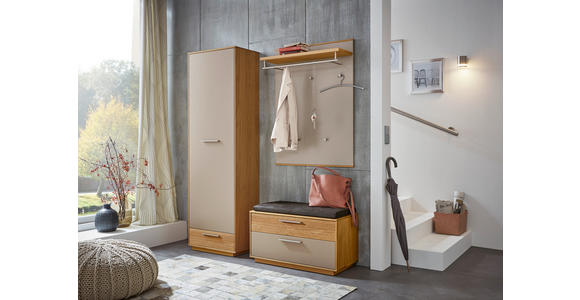 GARDEROBE 4-teilig  in 160/195/40 cm  - Taupe/Eichefarben, Design, Glas/Holz (160/195/40cm) - Novel